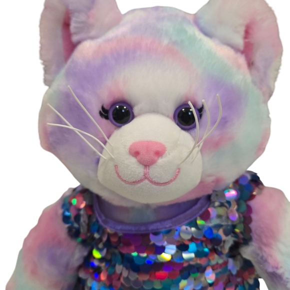 Build A Bear Colorful Kitty Cat Plush Stuffed Animal 16" BABW Pink Purple White - Picture 2 of 7